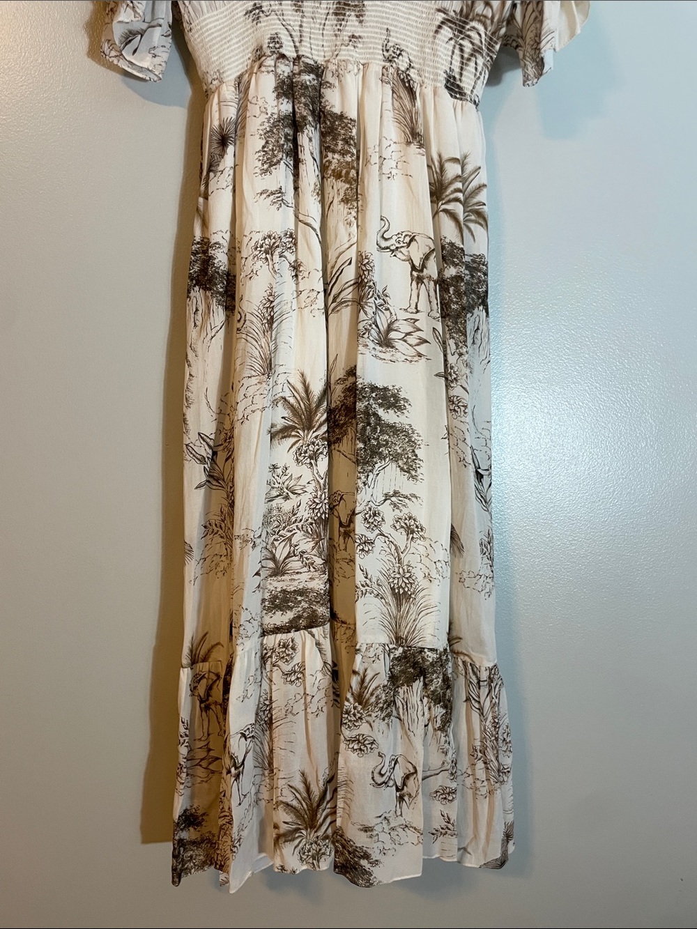 Sandro Cream Maxi Dress with Brown Scenic Print - Picture 15 of 16